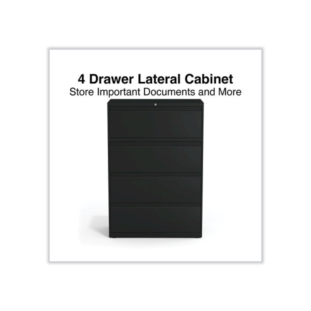 Lateral File, 4 Legal/Letter-Size File Drawers, Black, 36" x 18.63" x 52.5". Picture 2