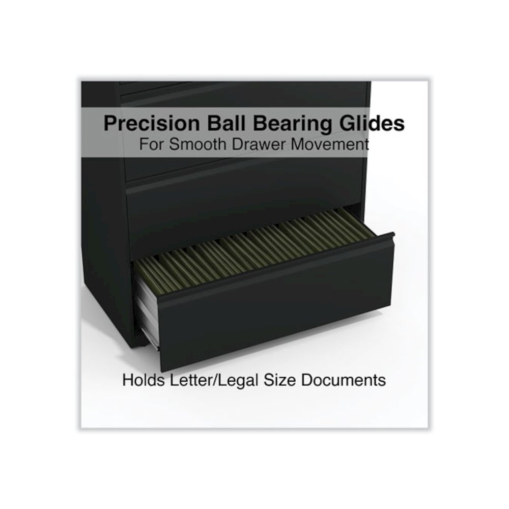 Lateral File, 4 Legal/Letter-Size File Drawers, Black, 36" x 18.63" x 52.5". Picture 3