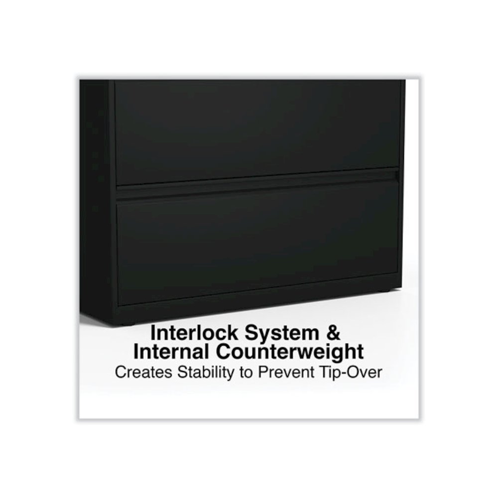 Lateral File, 4 Legal/Letter-Size File Drawers, Black, 36" x 18.63" x 52.5". Picture 5