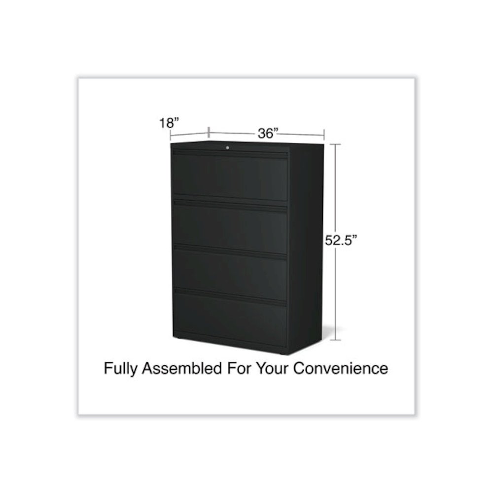 Lateral File, 4 Legal/Letter-Size File Drawers, Black, 36" x 18.63" x 52.5". Picture 6
