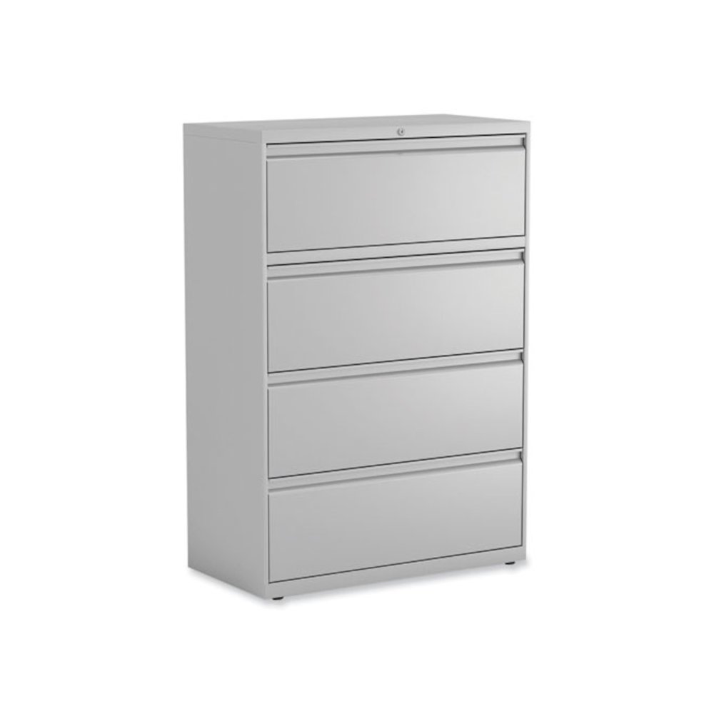 Lateral File, 4 Legal/Letter-Size File Drawers, Light Gray, 36" x 18.63" x 52.5". Picture 1