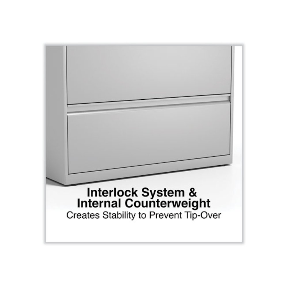 Lateral File, 4 Legal/Letter-Size File Drawers, Light Gray, 36" x 18.63" x 52.5". Picture 5