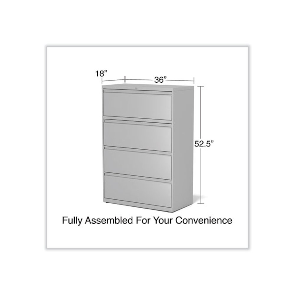 Lateral File, 4 Legal/Letter-Size File Drawers, Light Gray, 36" x 18.63" x 52.5". Picture 6