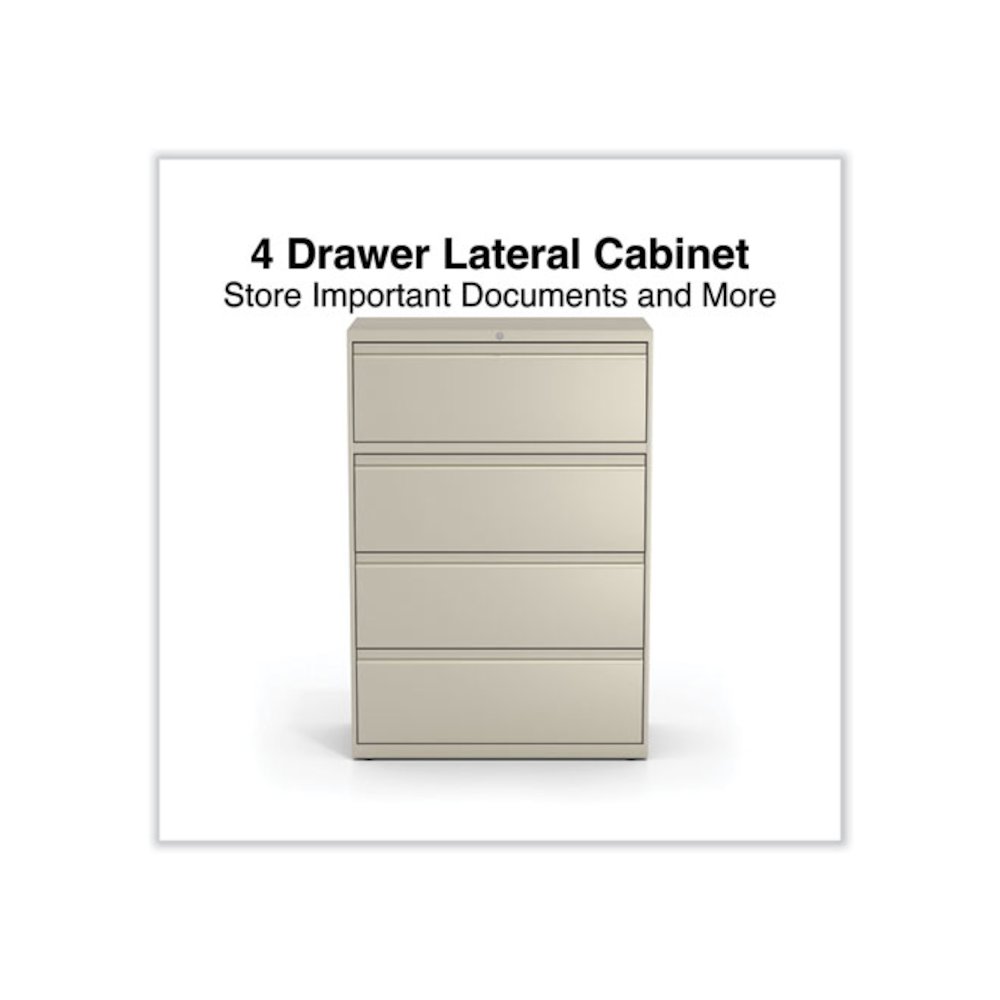 Lateral File, 4 Legal/Letter-Size File Drawers, Putty, 36" x 18.63" x 52.5". Picture 2