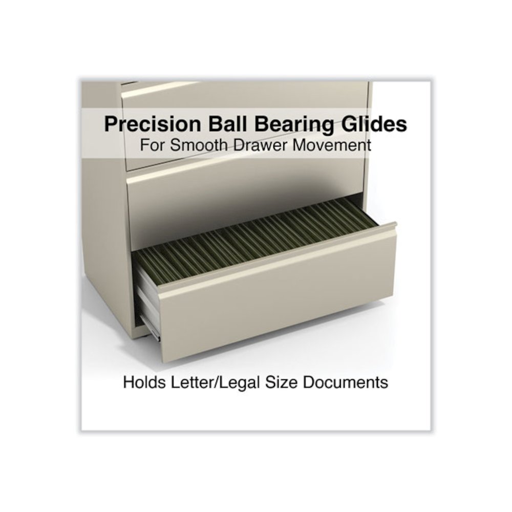 Lateral File, 4 Legal/Letter-Size File Drawers, Putty, 36" x 18.63" x 52.5". Picture 3