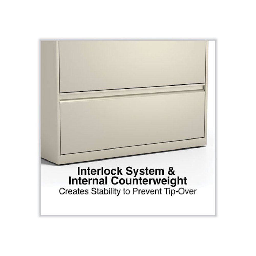 Lateral File, 4 Legal/Letter-Size File Drawers, Putty, 36" x 18.63" x 52.5". Picture 5