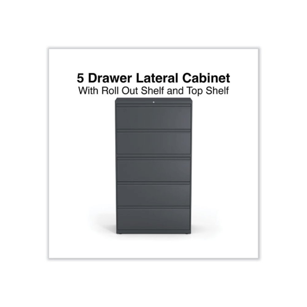 Lateral File, 5 Legal/Letter/A4/A5-Size File Drawers, Charcoal, 36" x 18.63" x 67.63". Picture 2