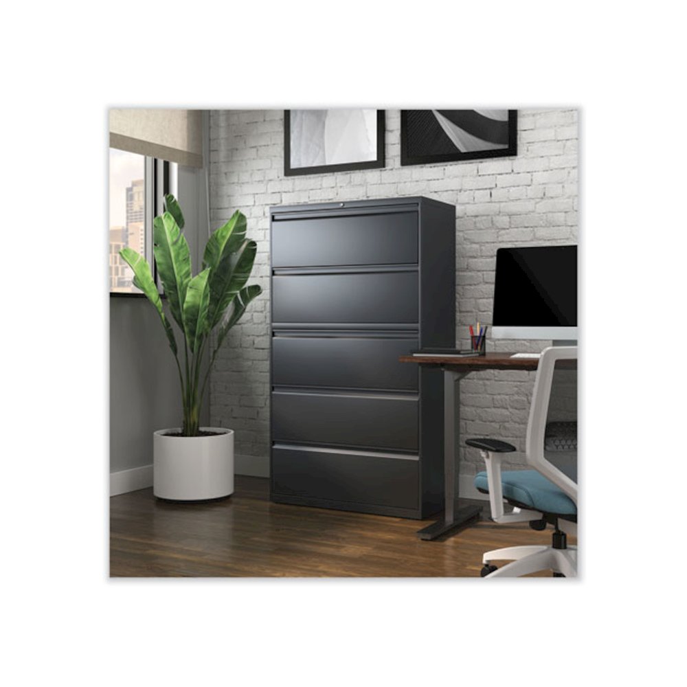 Lateral File, 5 Legal/Letter/A4/A5-Size File Drawers, Charcoal, 36" x 18.63" x 67.63". Picture 7