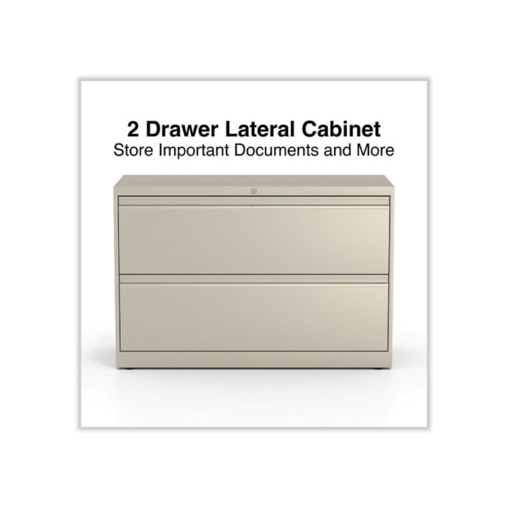 Lateral File, 2 Legal/Letter-Size File Drawers, Putty, 42" x 18.63" x 28". Picture 2