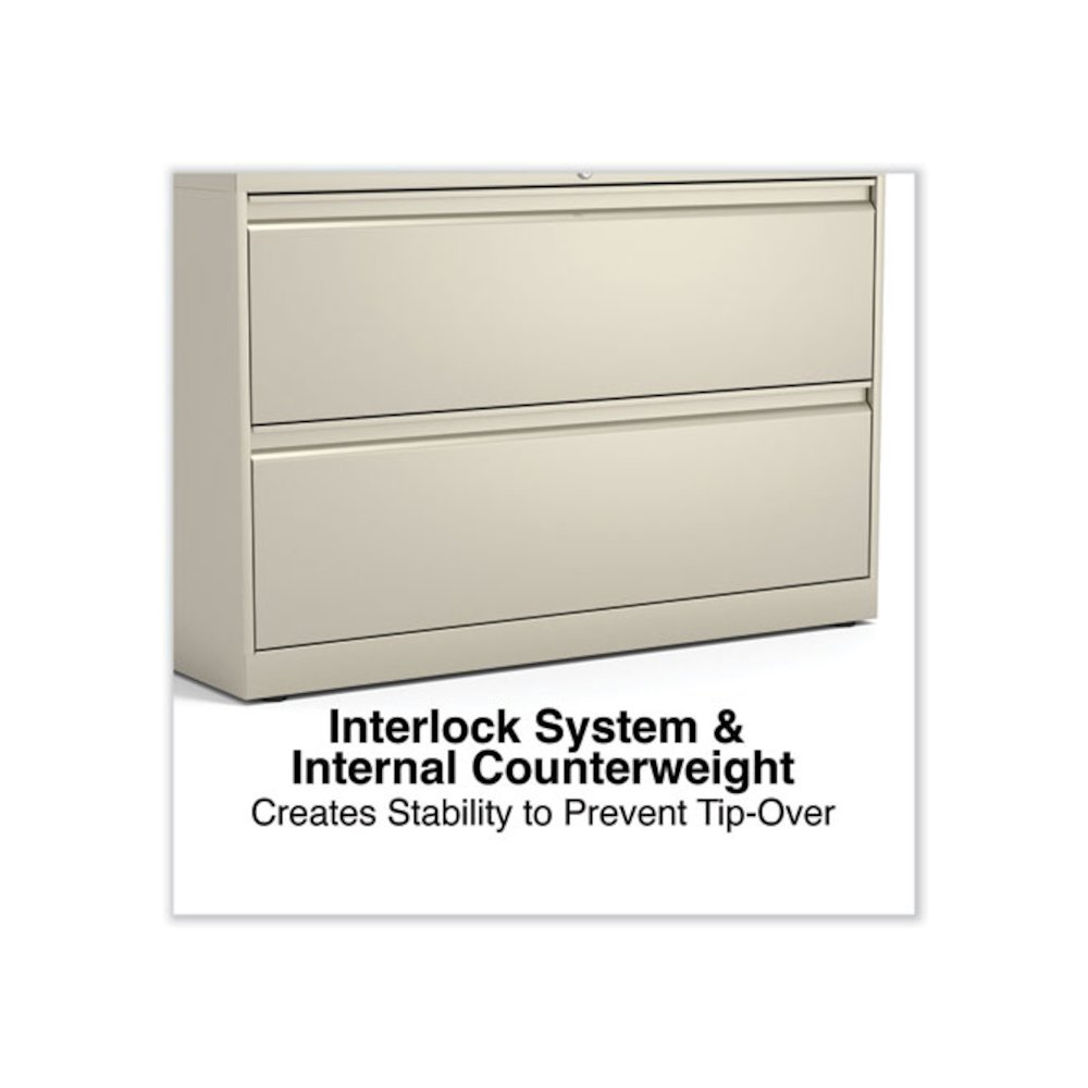 Lateral File, 2 Legal/Letter-Size File Drawers, Putty, 42" x 18.63" x 28". Picture 5