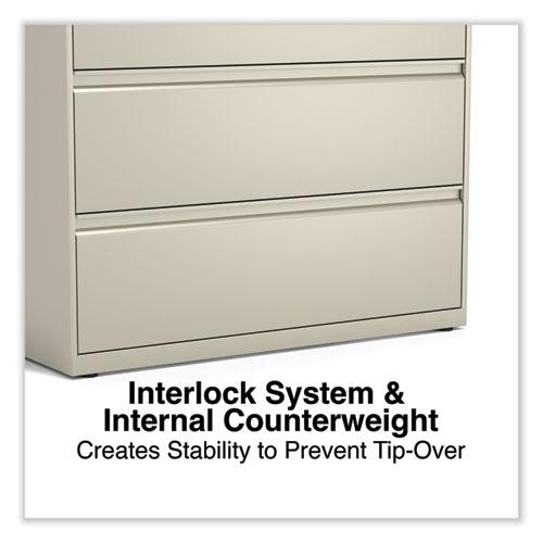 Lateral File, 3 Legal/Letter/A4/A5-Size File Drawers, Putty, 42" x 18.63" x 40.25". Picture 7