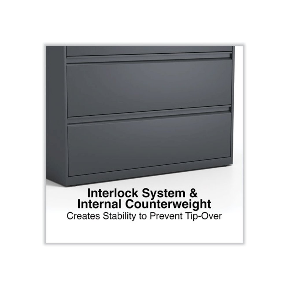 Lateral File, 4 Legal/Letter/A4/A5-Size File Drawers, Charcoal, 42" x 18.63" x 52.5". Picture 5