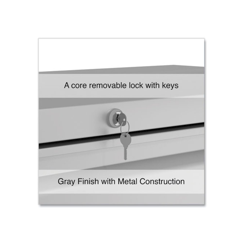 Lateral File, 5 Legal/Letter/A4/A5-Size File Drawers, 1 Roll-Out Posting Shelf, Light Gray, 42" x 18.63" x 67.63". Picture 4