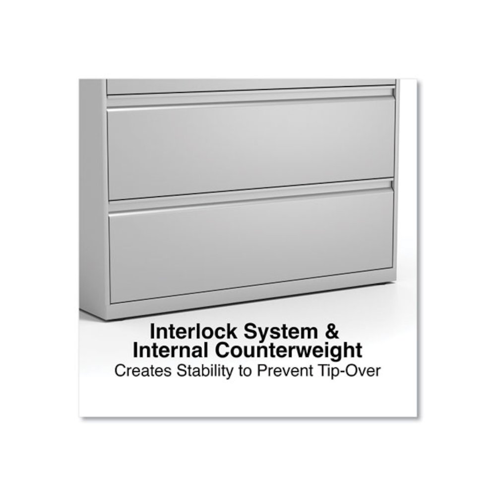 Lateral File, 5 Legal/Letter/A4/A5-Size File Drawers, 1 Roll-Out Posting Shelf, Light Gray, 42" x 18.63" x 67.63". Picture 5