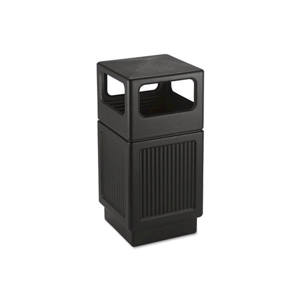 Canmeleon Recessed Panel Receptacles, Side-Open, 38 gal, Polyethylene, Black. Picture 1