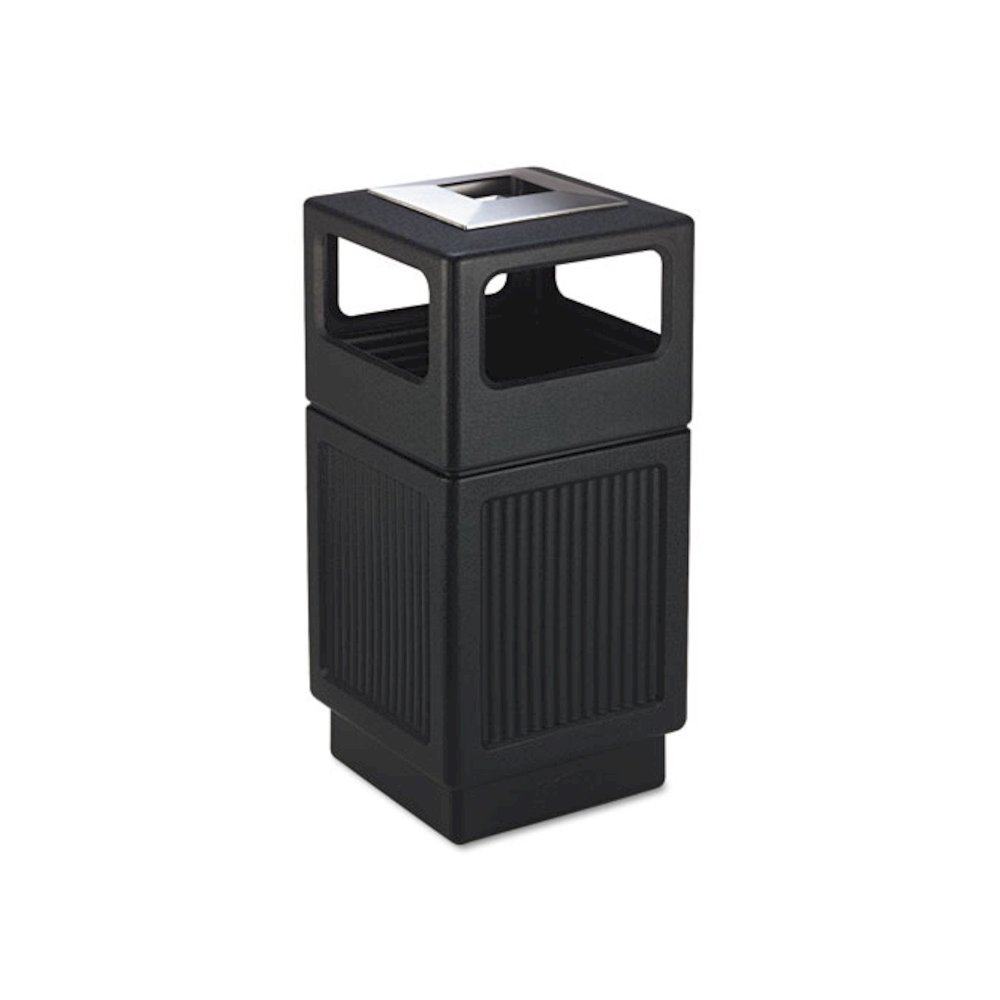 Canmeleon Recessed Panel Receptacles, 38 gal, Polyethylene, Black. Picture 1