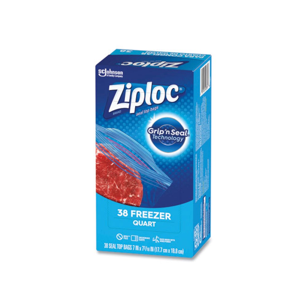 Zipper Freezer Bags, 32 oz, 6.97" x 7.7", Clear, 38 Bags/Box, 9 Boxes/Carton. Picture 4