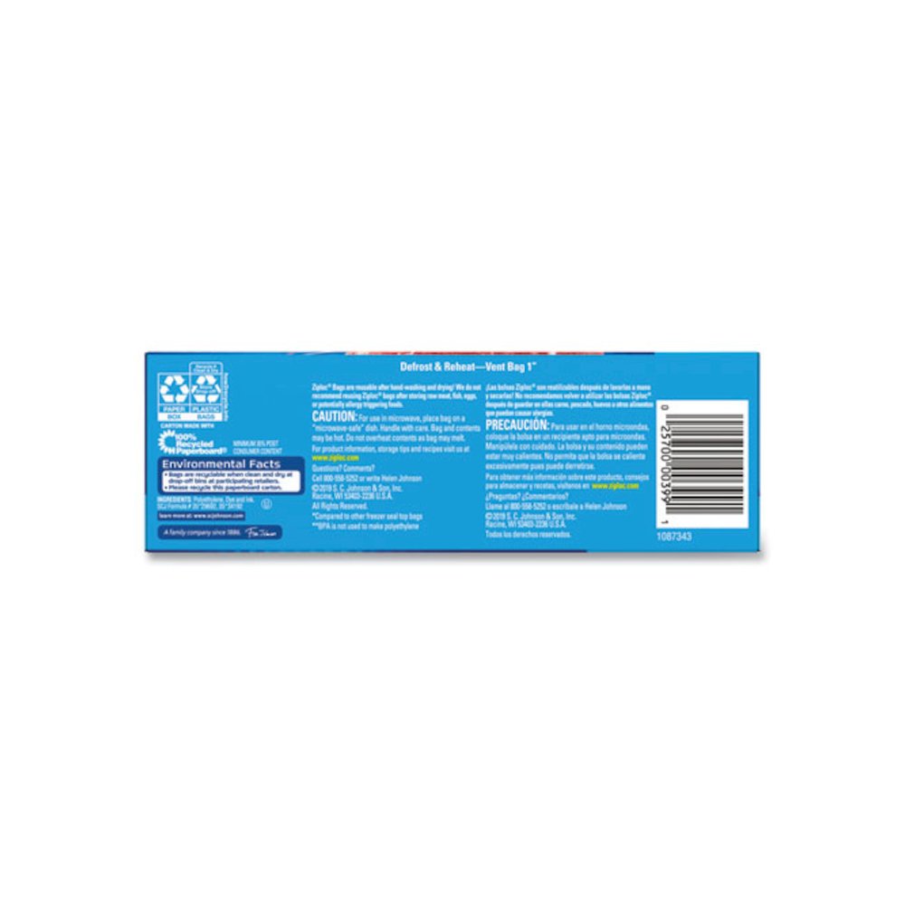 Zipper Freezer Bags, 16 oz, 7" x 5", Clear, 240/Carton. Picture 5
