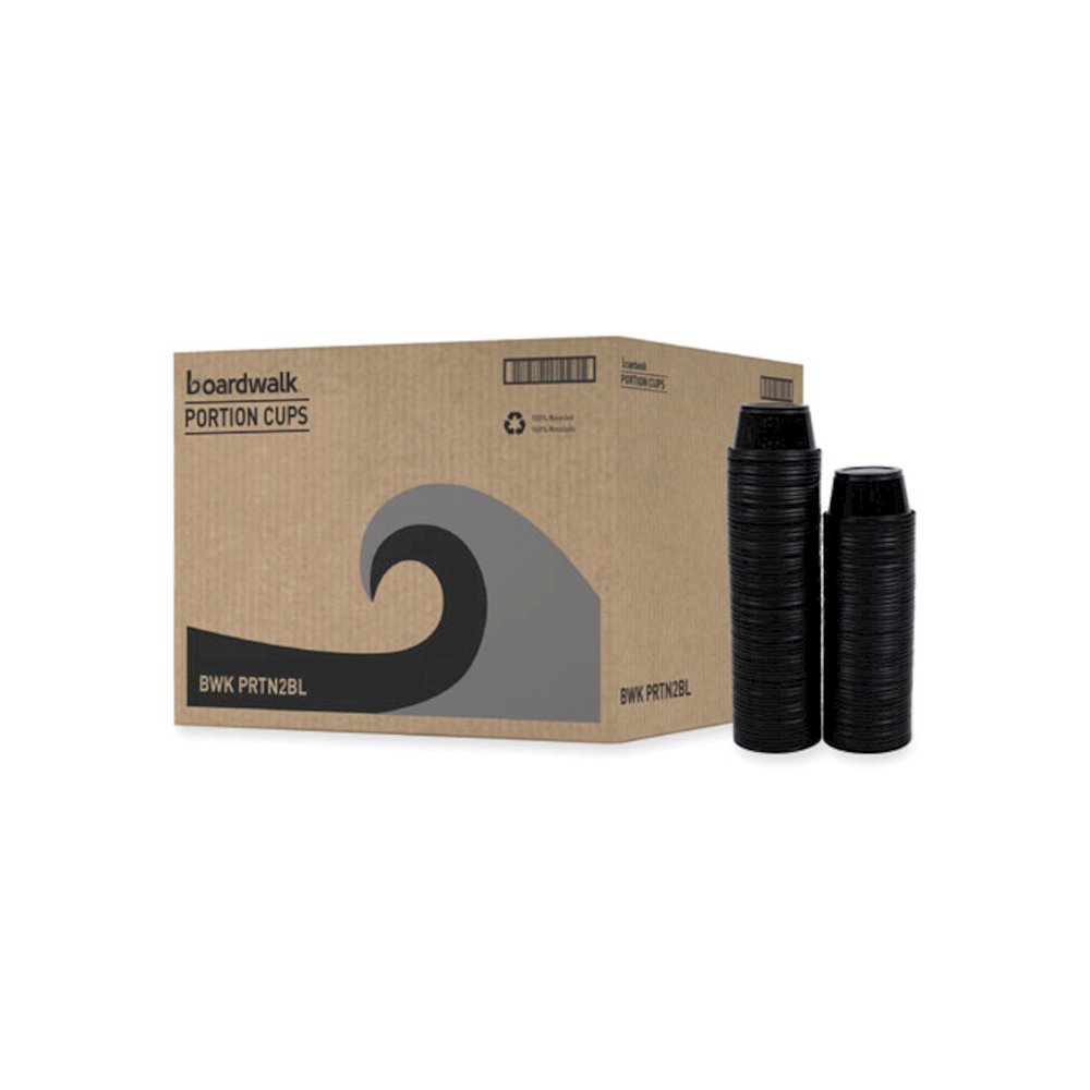 Souffle/Portion Cups, 2 oz, Plastic, Black, 125/Sleeve, 20 Sleeves/Carton. Picture 8