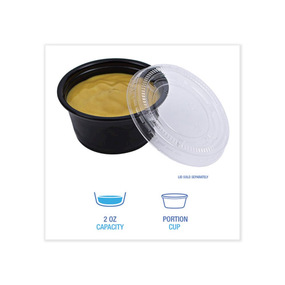 Souffle/Portion Cups, 2 oz, Plastic, Black, 125/Sleeve, 20 Sleeves/Carton. Picture 4