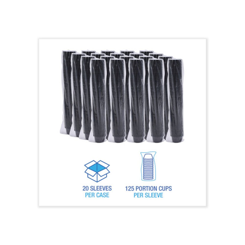 Souffle/Portion Cups, 2 oz, Plastic, Black, 125/Sleeve, 20 Sleeves/Carton. Picture 2