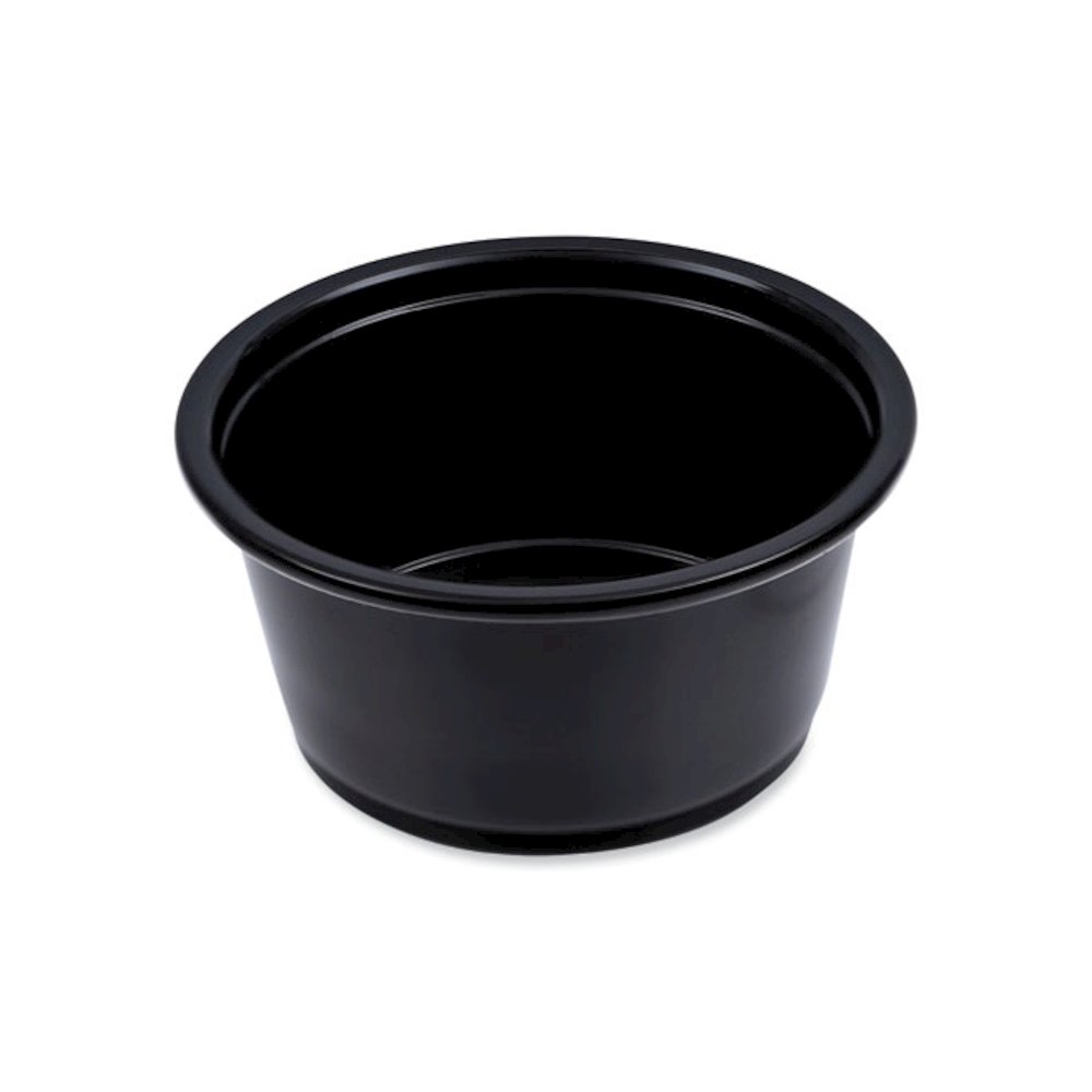 Souffle/Portion Cups, 2 oz, Plastic, Black, 125/Sleeve, 20 Sleeves/Carton. Picture 9
