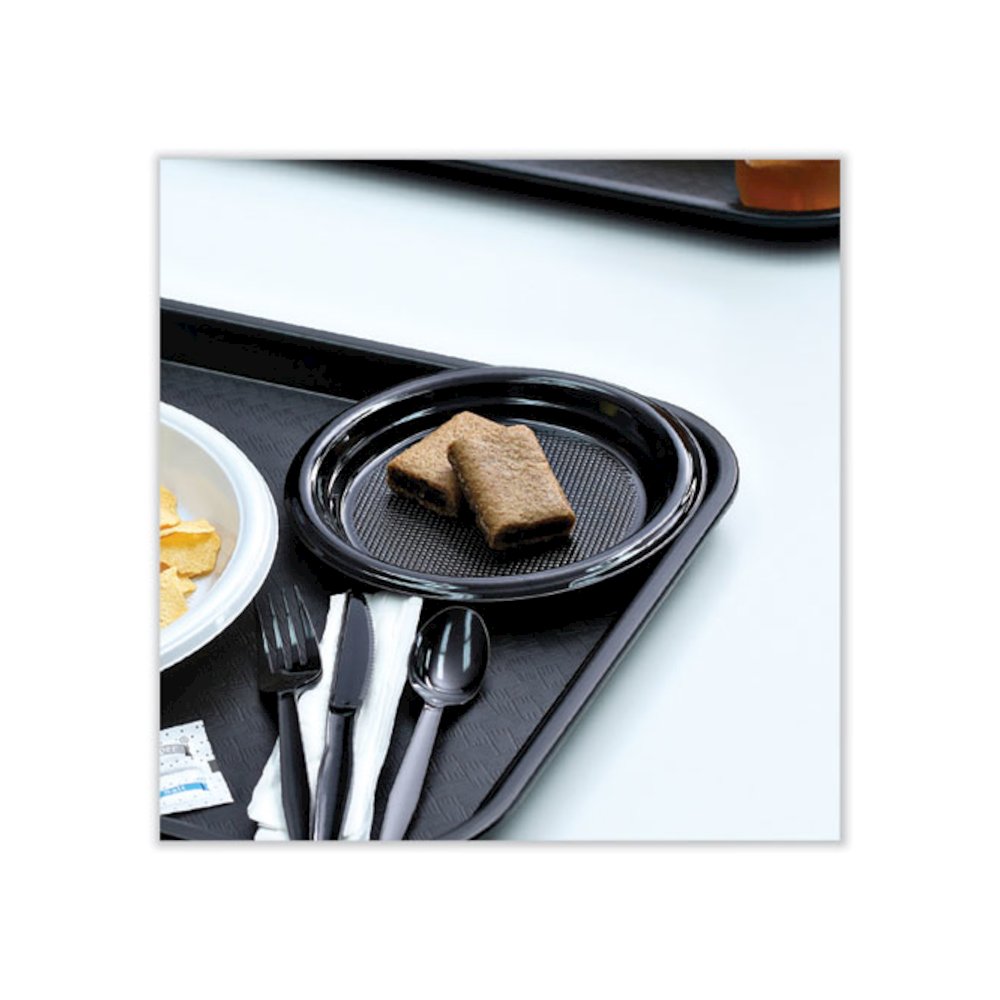 Hi-Impact Plastic Dinnerware, Plate, 9" dia, Black, 500/Carton. Picture 7