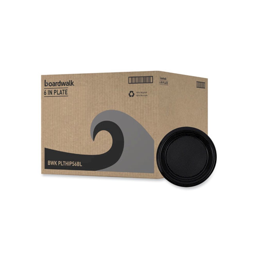 Hi-Impact Plastic Dinnerware, Plate, 6" dia, Black, 1,000/Carton. Picture 1