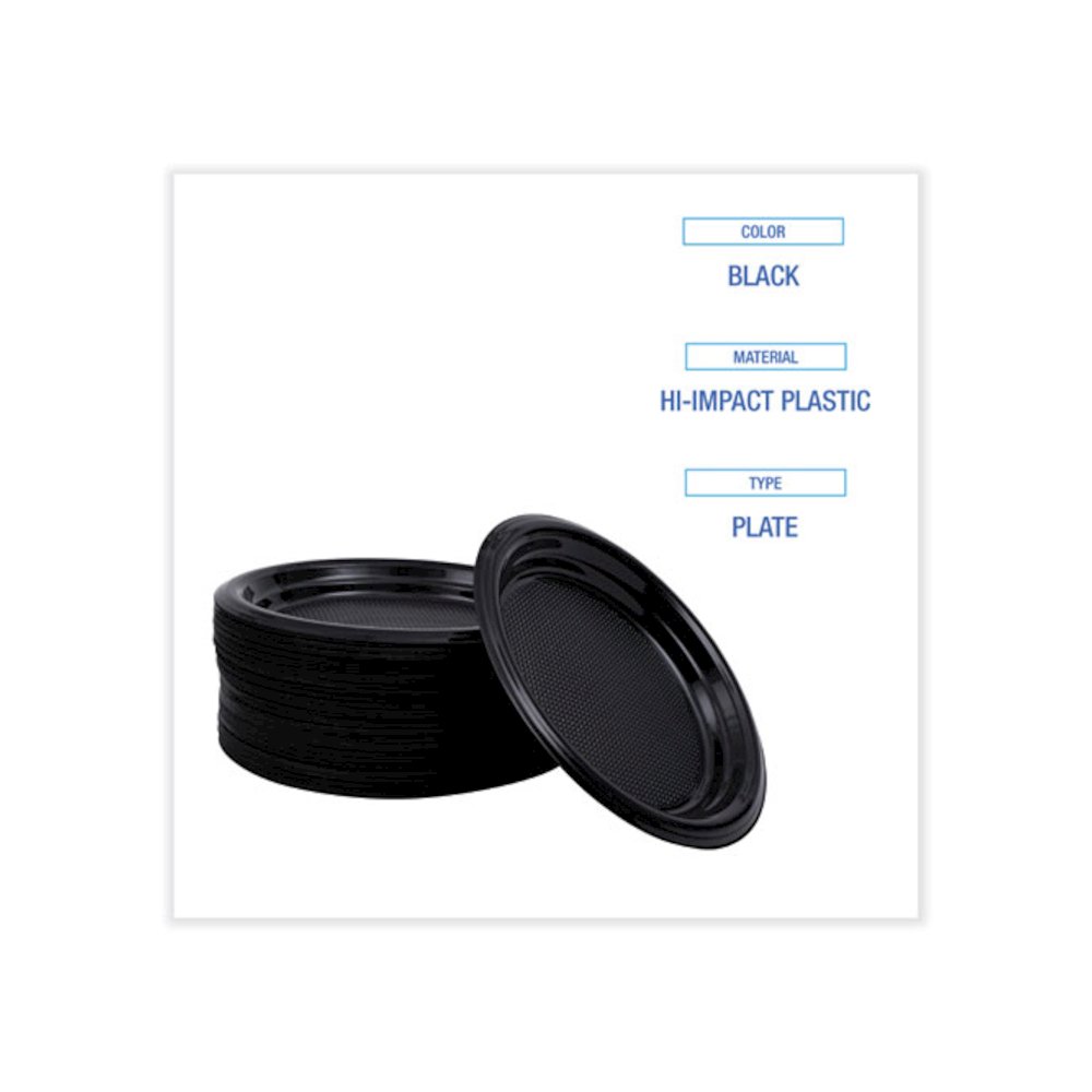 Hi-Impact Plastic Dinnerware, Plate, 6" dia, Black, 1,000/Carton. Picture 4