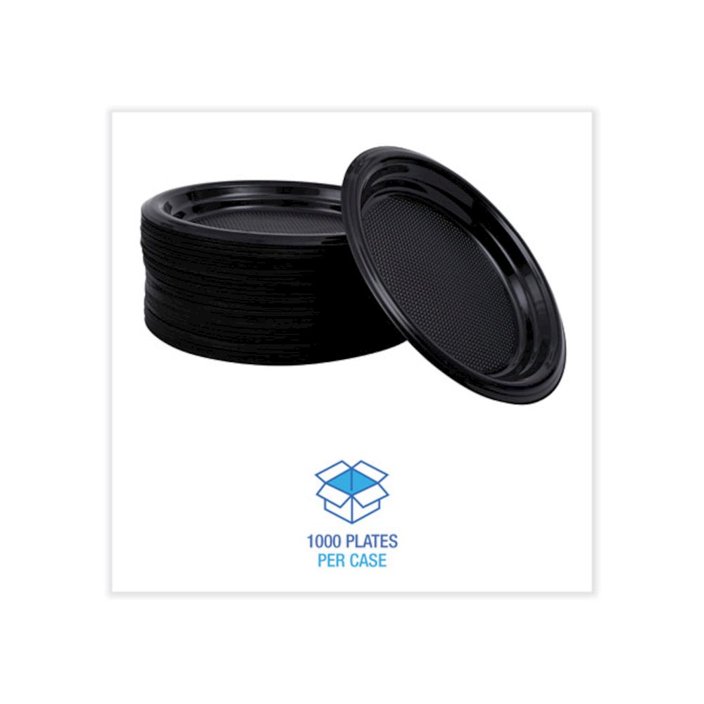 Hi-Impact Plastic Dinnerware, Plate, 6" dia, Black, 1,000/Carton. Picture 3