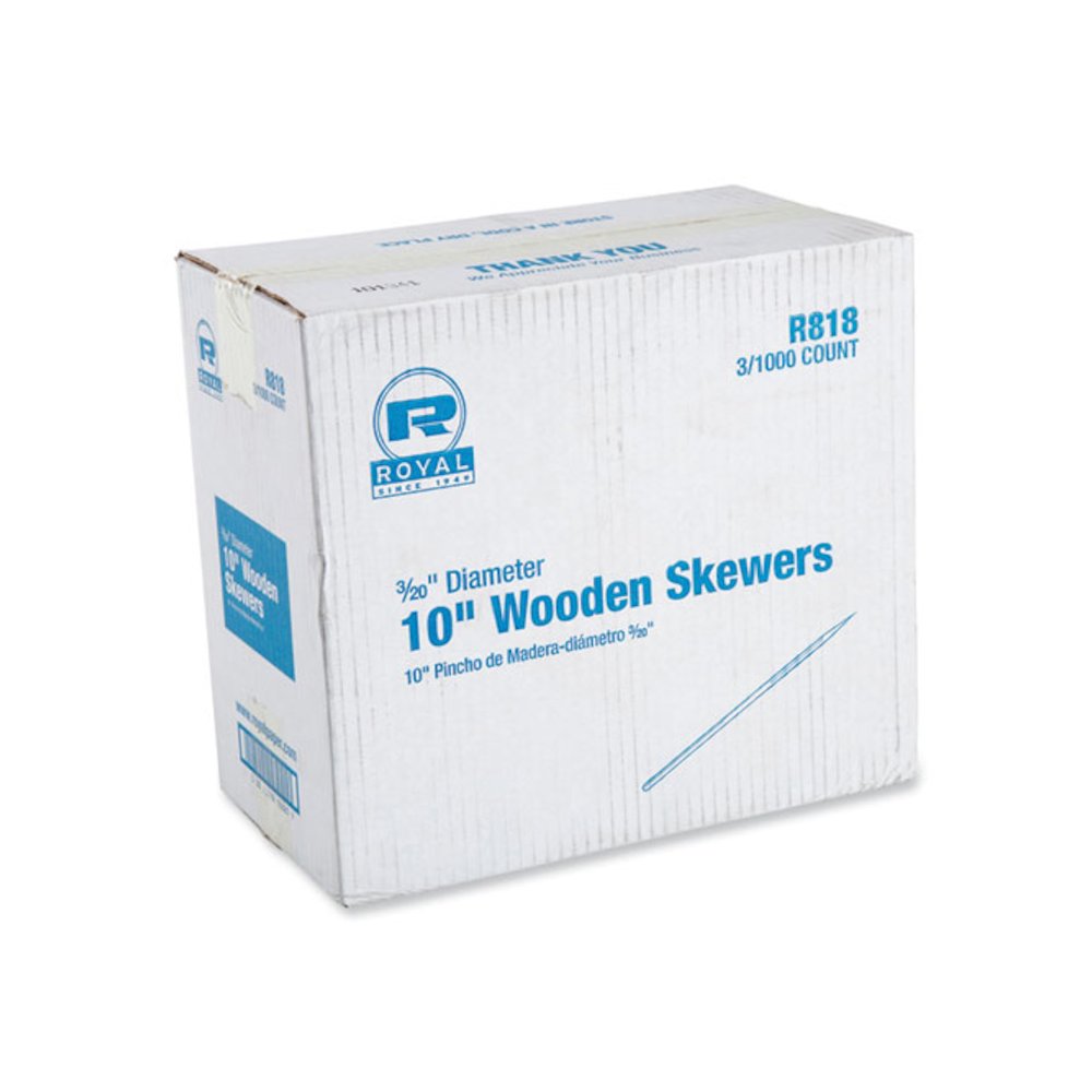 Wooden Skewers, 10", Natural, 1,000/Box, 3 Boxes/Carton. Picture 1