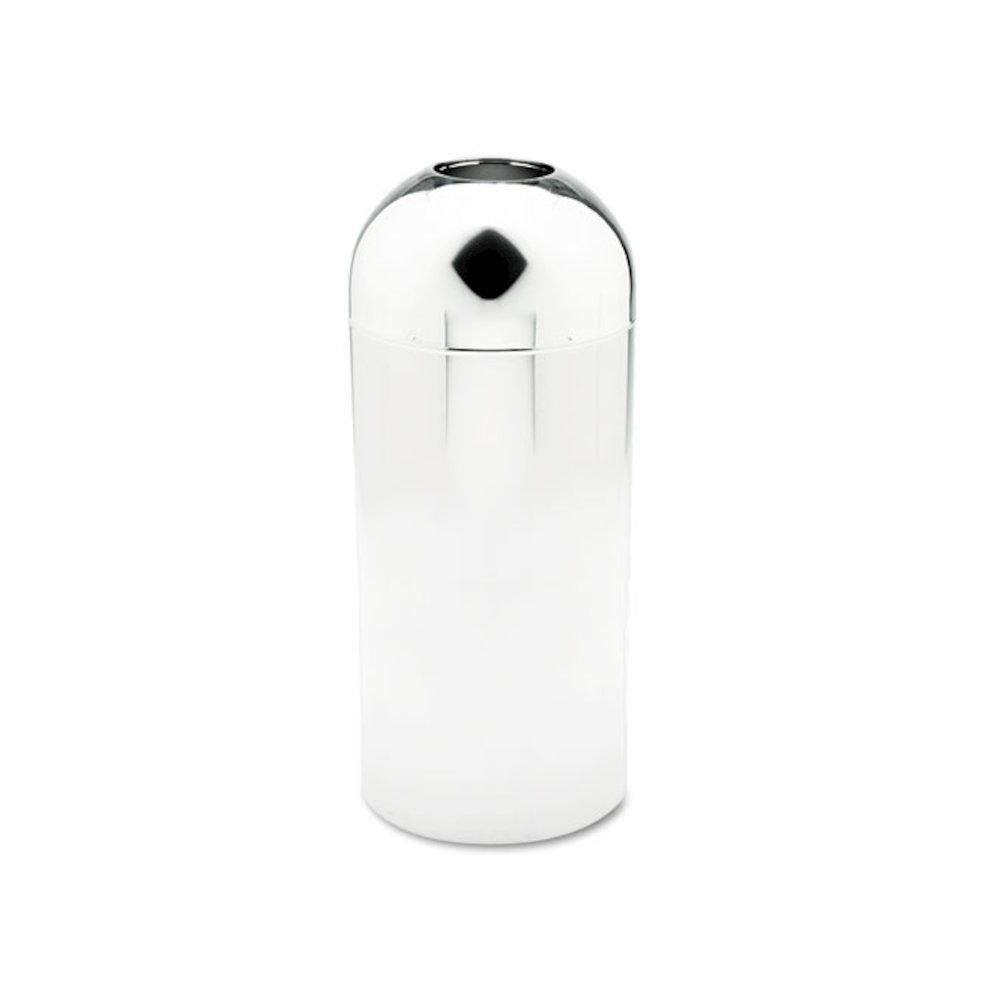Dome Top Receptacle with Open Top, 15 gal, Steel, Chrome. Picture 1