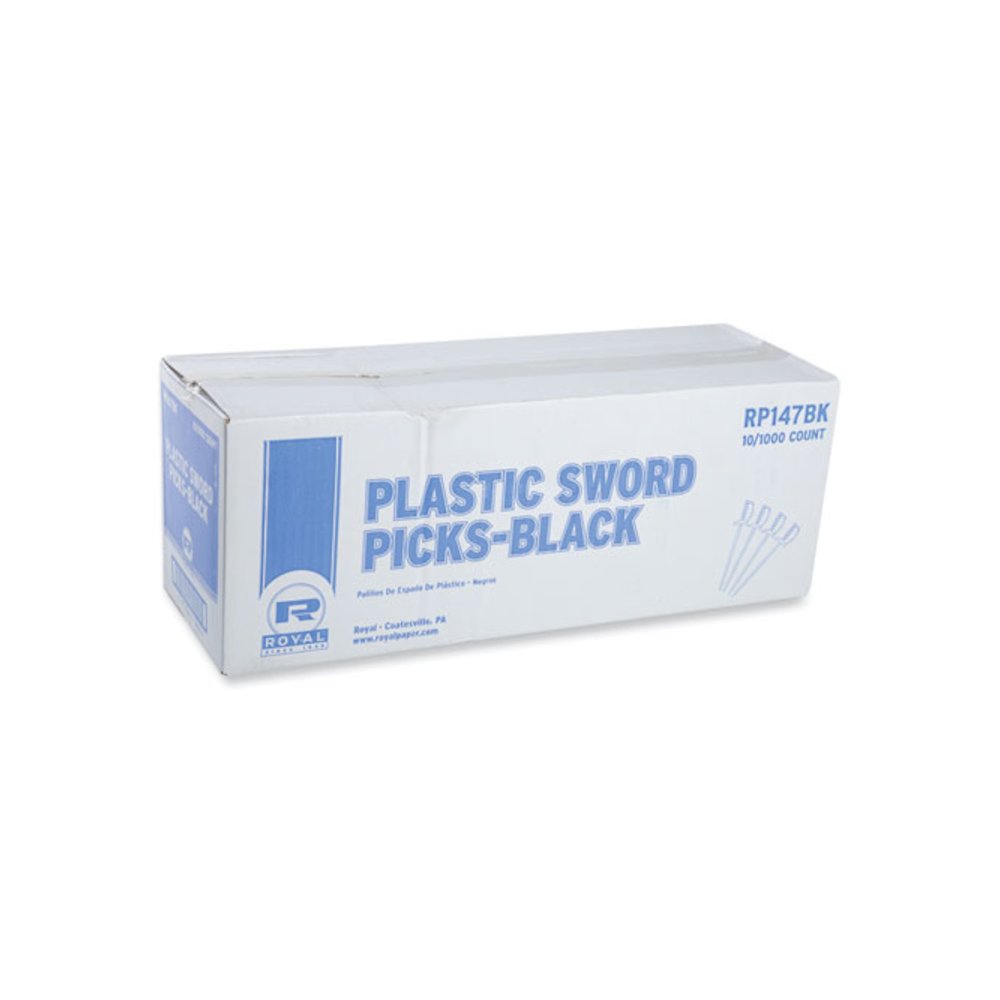 Sword Picks, Plastic, 6", Black, 1,000/Box, 10 Boxes/Carton. Picture 2