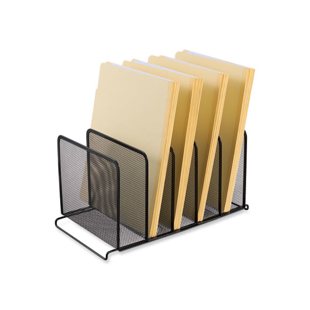 Deluxe Mesh Stacking Sorter, 5 Sections, Letter to Legal Size Files, 14.63" x 8.13" x 7.5", Black. Picture 2