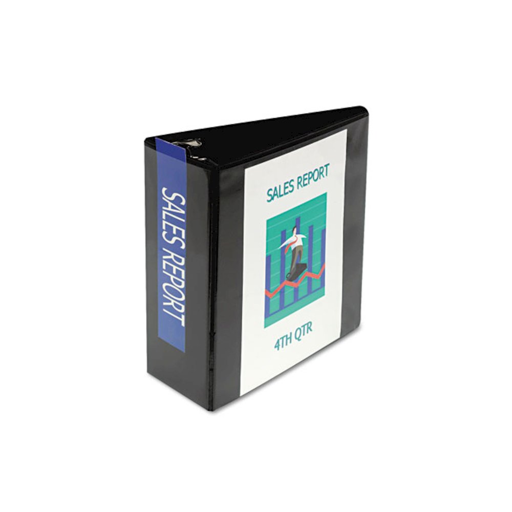 Nonstick D-Ring View Binder, 3 Rings, 5" Capacity, 11 x 8.5, Black. Picture 4