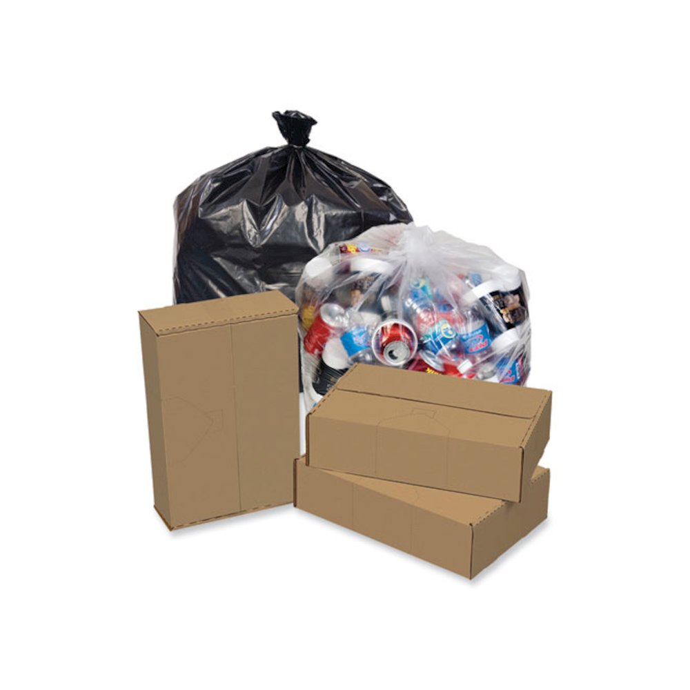Eco Strong Can Liners, 60 gal, 1.35 mil, 38" x 58", Black, Perforated Roll, 100/Carton. Picture 3