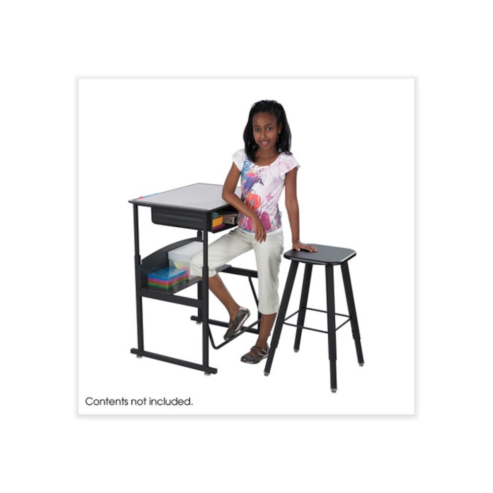 AlphaBetter Adjustable-Height Student Stool, Backless, Supports Up to 250 lb, 35.5" Seat Height, Black. Picture 2