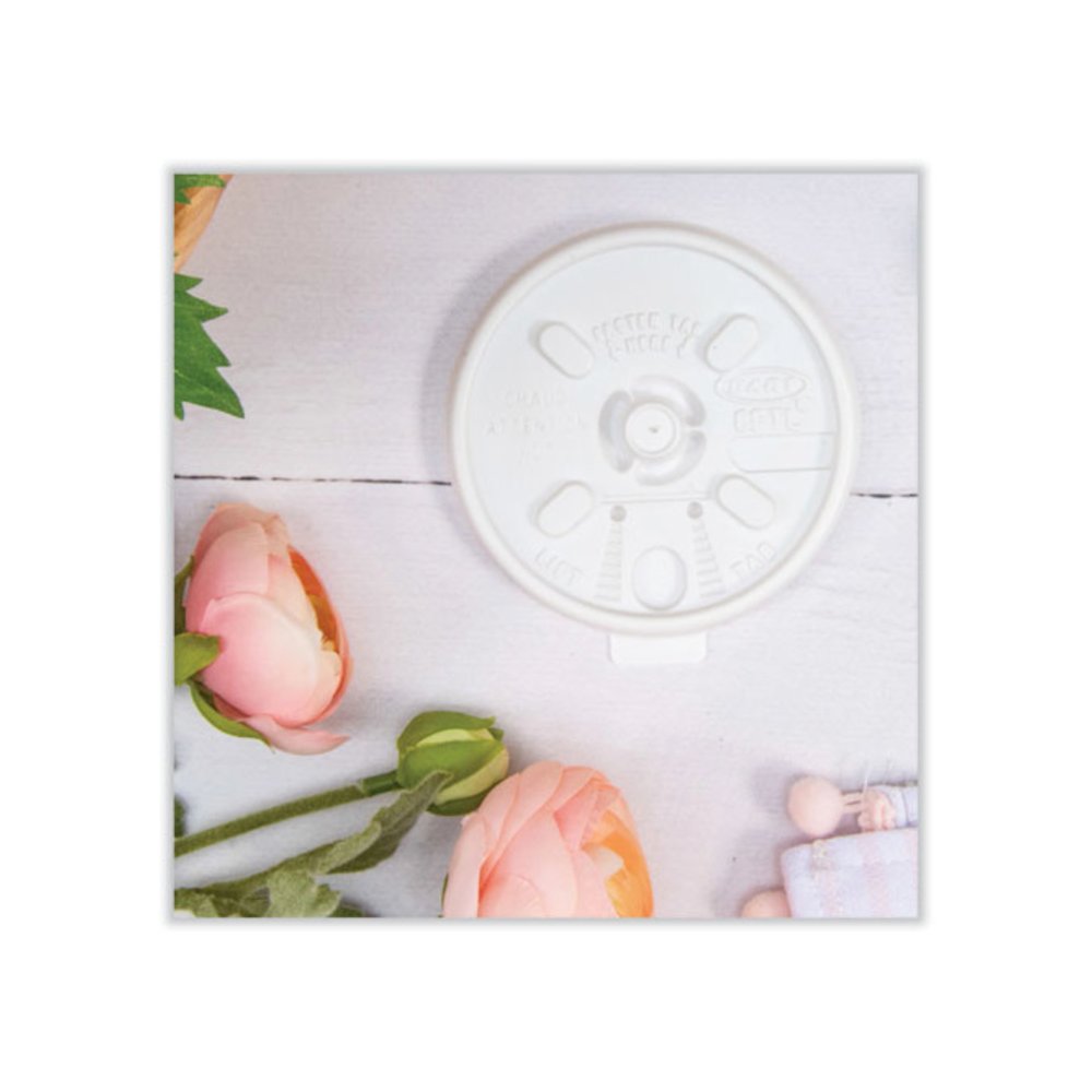 Lift n' Lock Plastic Hot Cup Lids, Fits 8 oz Hot Cups, White, 1,000/Carton. Picture 4