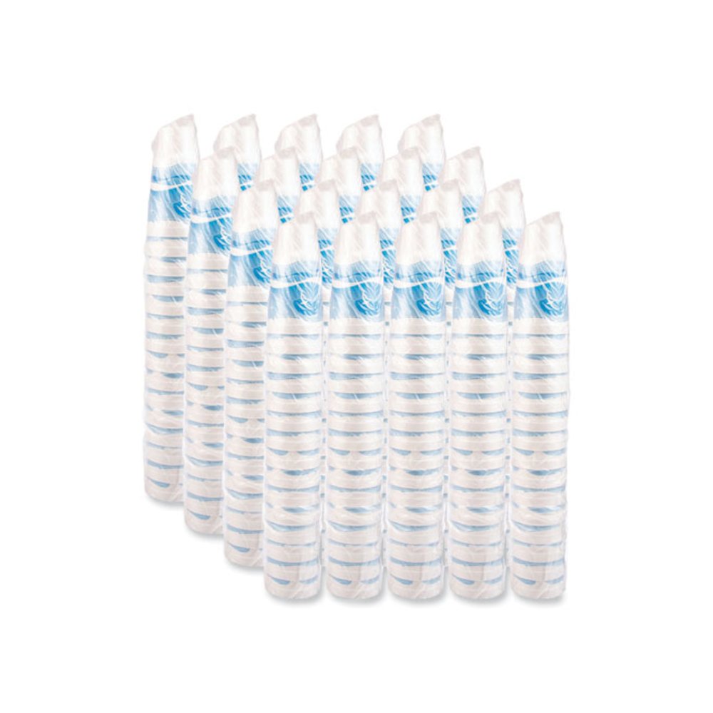 Horizon Hot/Cold Foam Drinking Cups, 44 oz, White/Ocean Blue, 15/Bag, 20 Bags/Carton. Picture 3