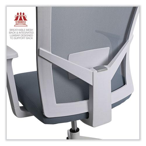 Mesh Back Fabric Task Chair, Supports Up to 275 lb, 17.32" to 21.1" Seat Height, Seafoam Blue Seat/Back. Picture 6