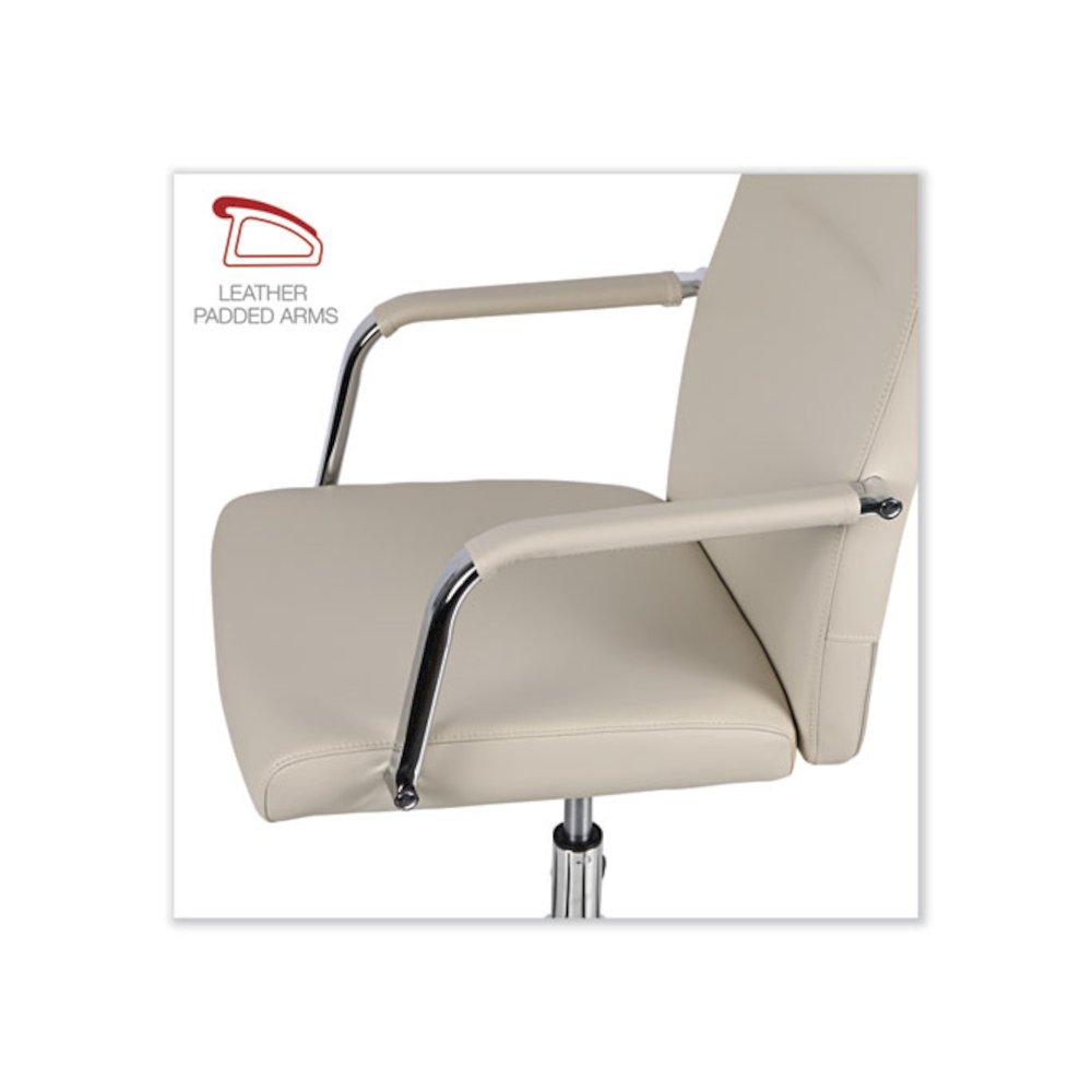 Leather Task Chair, Supports Up to 275 lb, 18.19" to 21.93" Seat Height, White Seat, White Back. Picture 3
