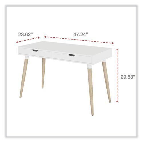 Scandinavian Writing Desk, 47.24" x 23.62" x 29.53", White/Beigewood. Picture 4