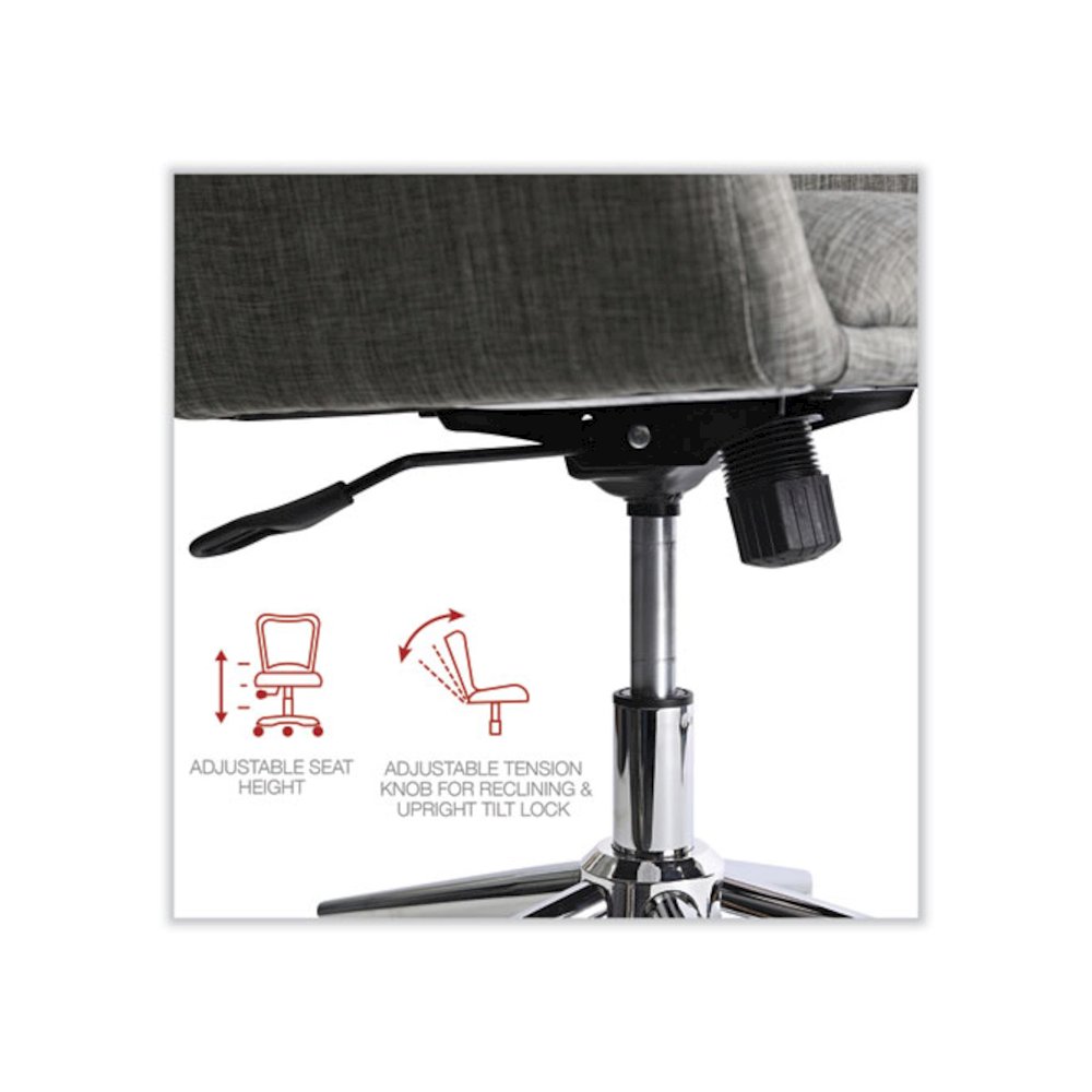 Mid-Century Task Chair, Supports Up to 275 lb, 18.9" to 22.24" Seat Height, Gray Seat, Gray Back. Picture 2