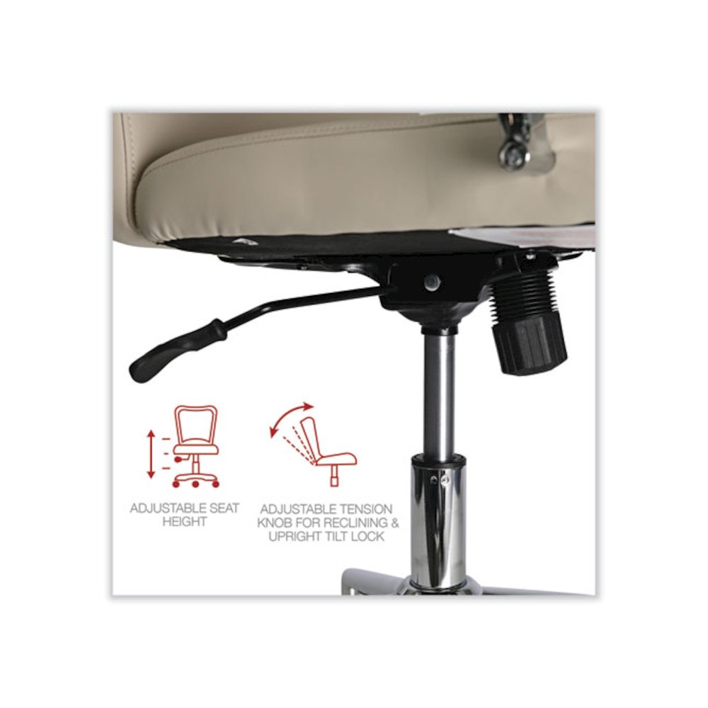 Leather Task Chair, Supports Up to 275 lb, 18.19" to 21.93" Seat Height, White Seat, White Back. Picture 2