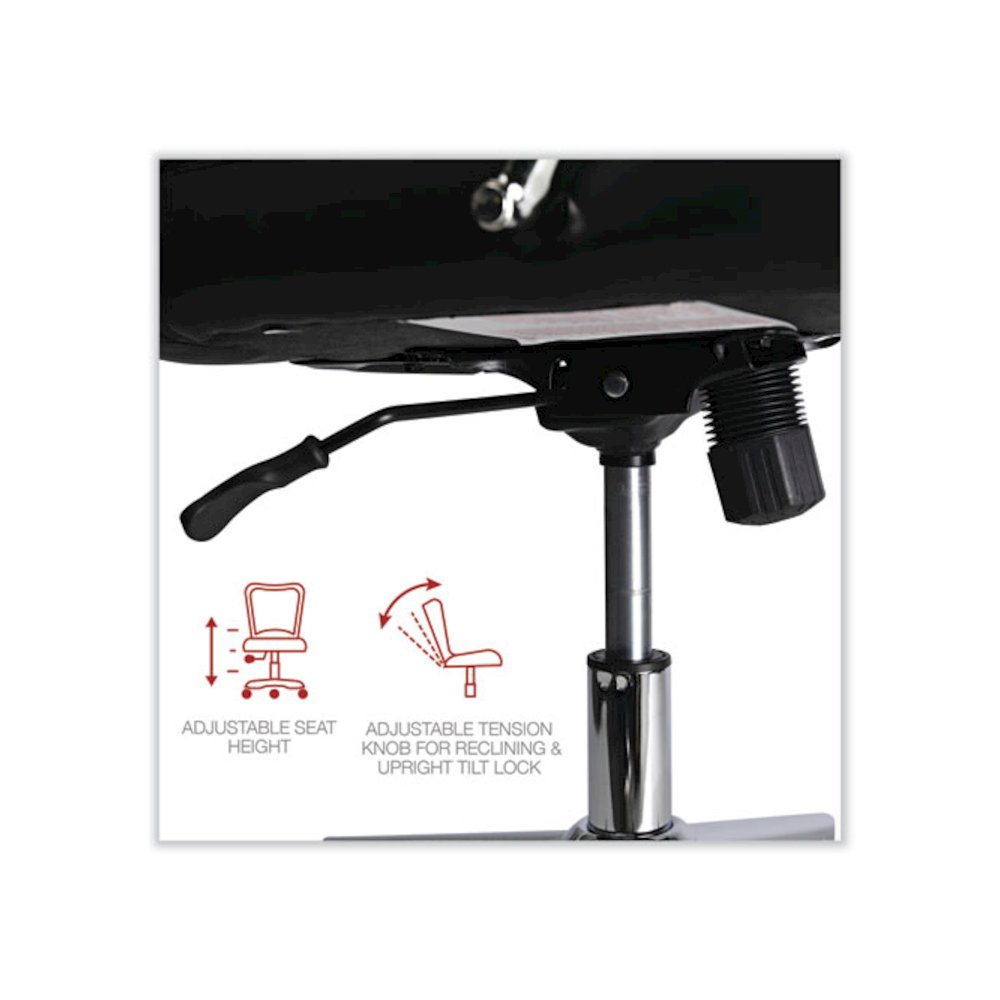 Leather Task Chair, Supports Up to 275 lb, 18.19" to 21.93" Seat Height, Black Seat, Black Back. Picture 2