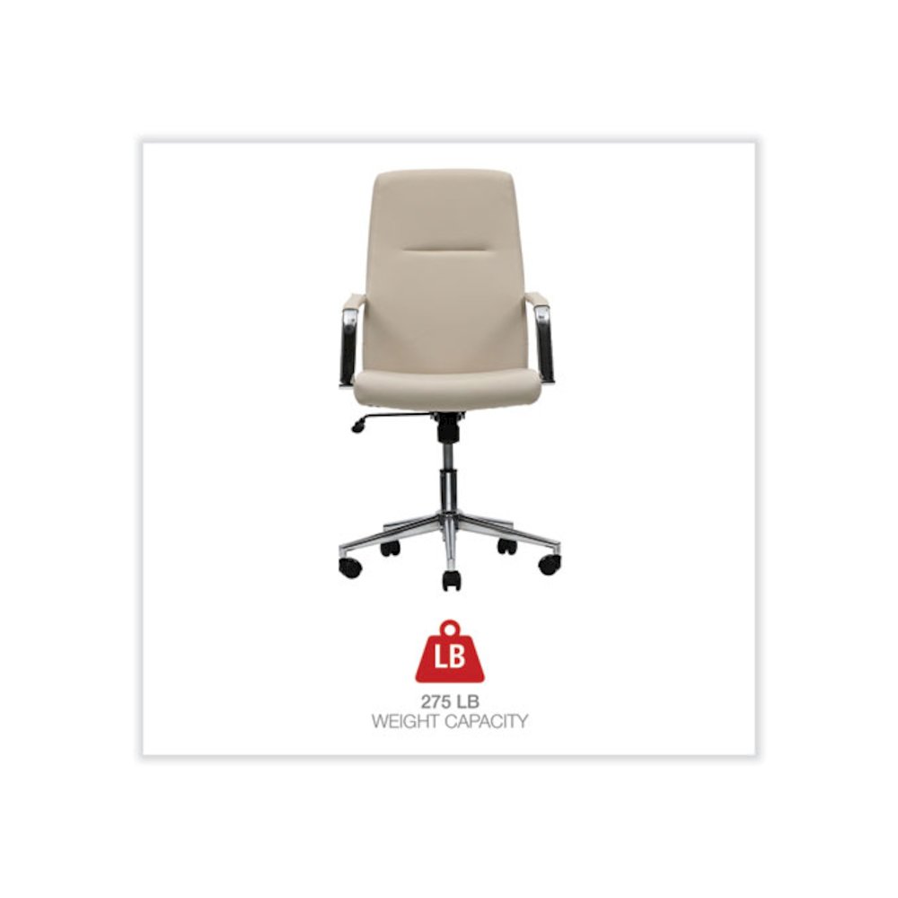 Leather Task Chair, Supports Up to 275 lb, 18.19" to 21.93" Seat Height, White Seat, White Back. Picture 4