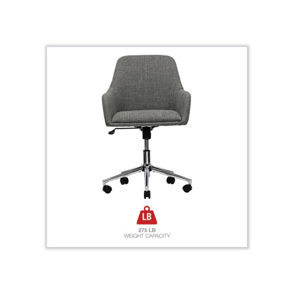 Mid-Century Task Chair, Supports Up to 275 lb, 18.9" to 22.24" Seat Height, Gray Seat, Gray Back. Picture 3