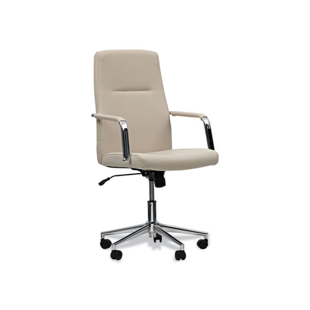 Leather Task Chair, Supports Up to 275 lb, 18.19" to 21.93" Seat Height, White Seat, White Back. Picture 1