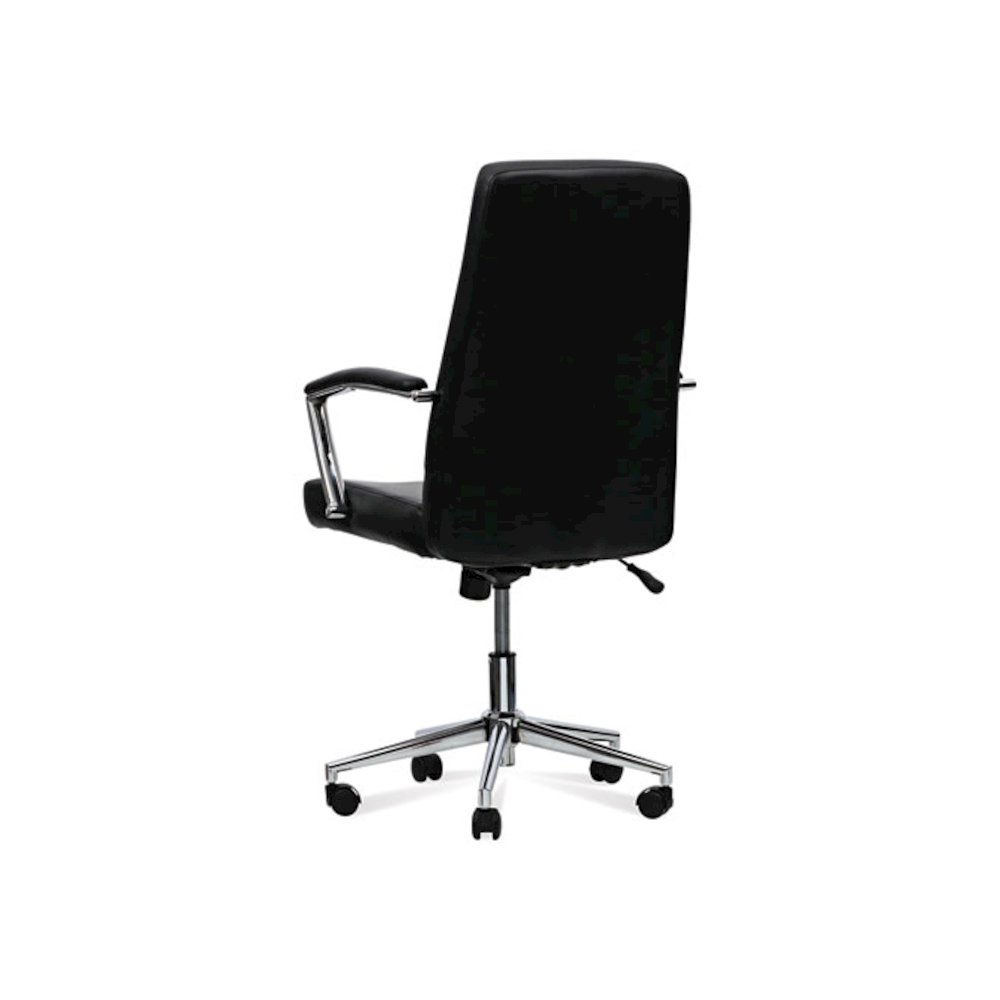 Leather Task Chair, Supports Up to 275 lb, 18.19" to 21.93" Seat Height, Black Seat, Black Back. Picture 5