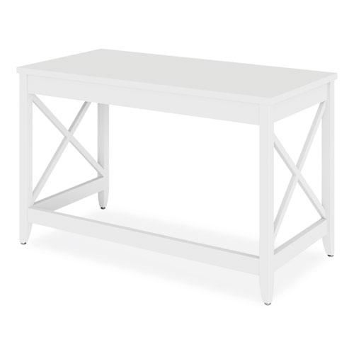 Farmhouse Writing Desk, 47.24" x 23.62" x 29.53", White. Picture 3